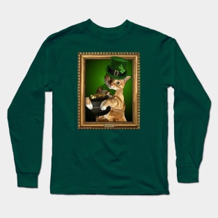 Saint Patricks Day Leprecat with Pot of Gold Long Sleeve T-Shirt